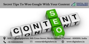 Content and seo written in each green & white colour squares arranged .