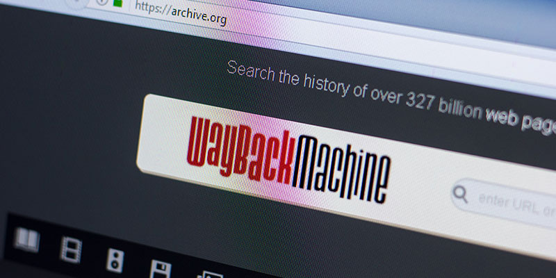 Display of the homepage of wayback machine, an Internet archive for website history